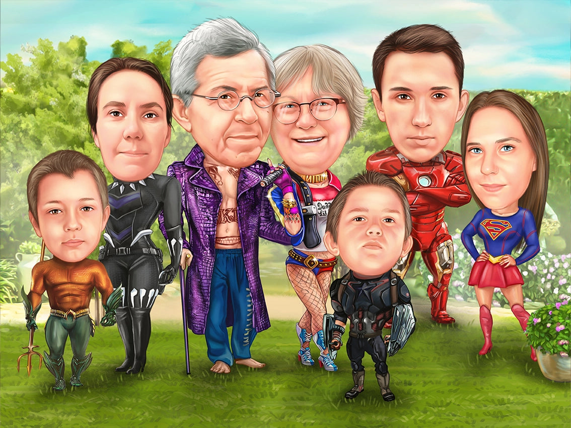 Caricatura in grup supereroi