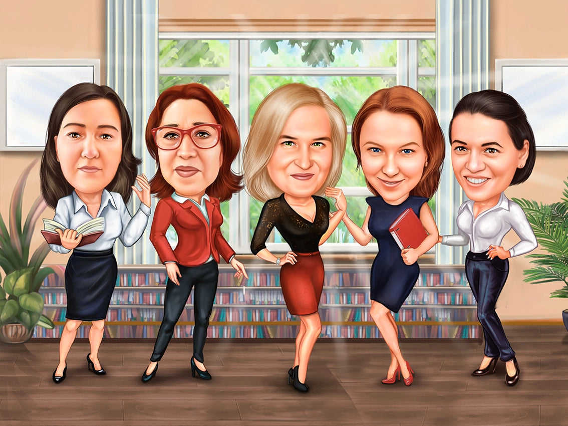 Caricatura in grup la munca