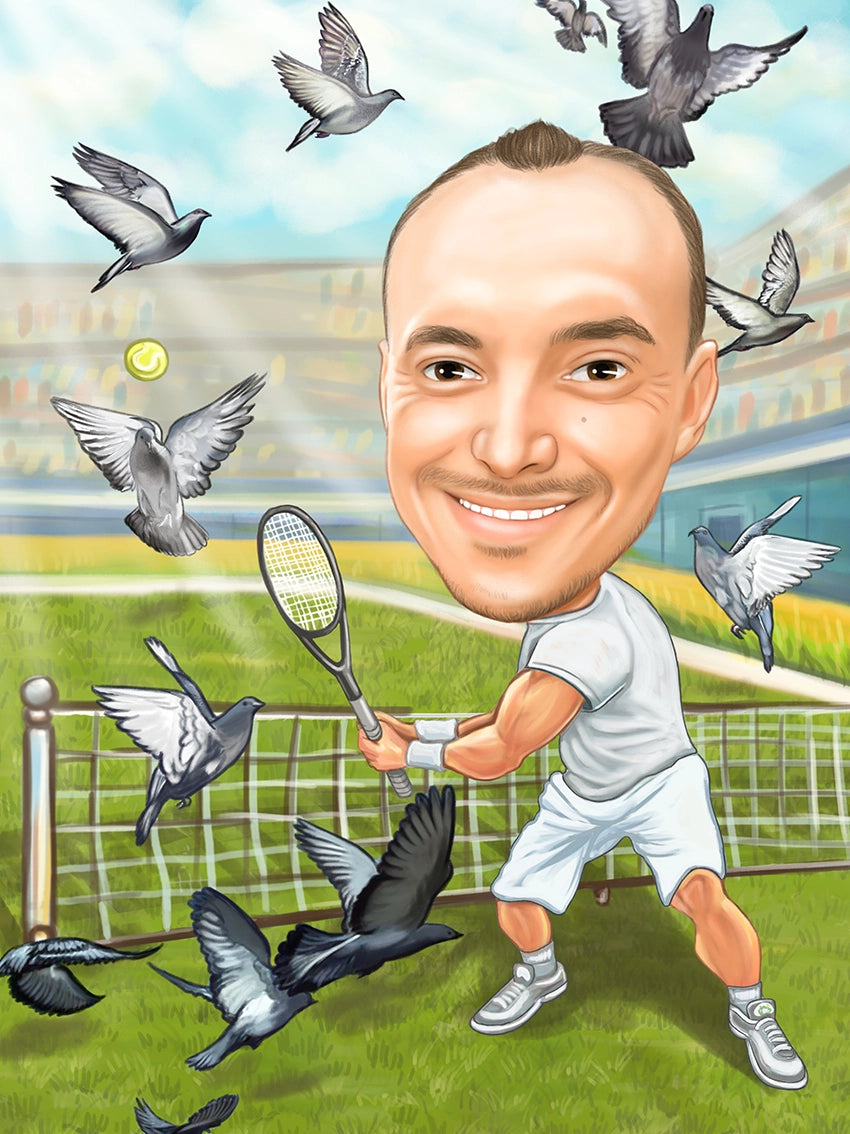 Caricatura tenis cu hulubi