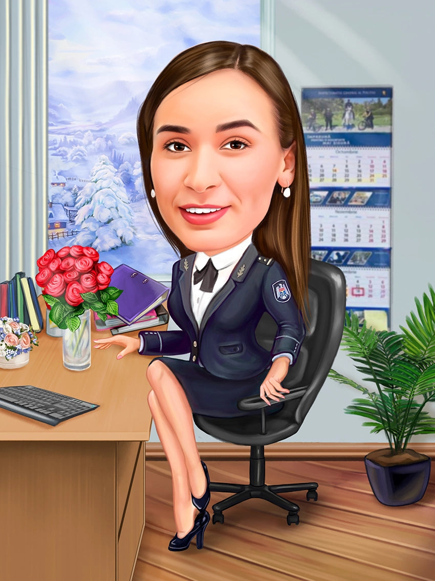 Caricatura Politista in oficiu