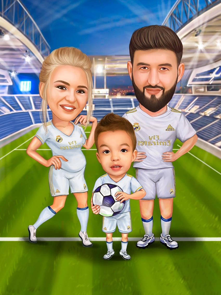 Caricatura Fotbal cu familia