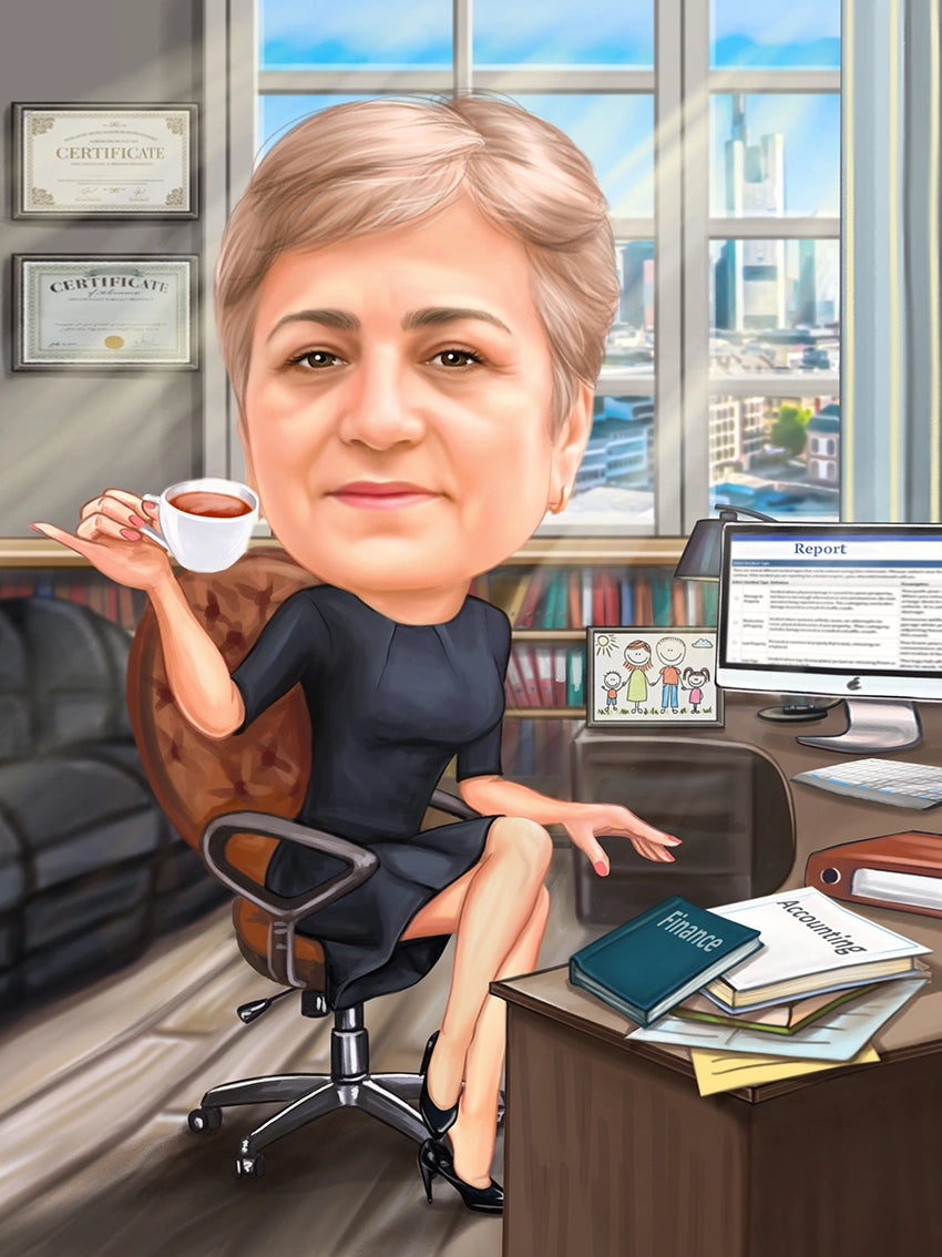 Caricatura Ea la birou