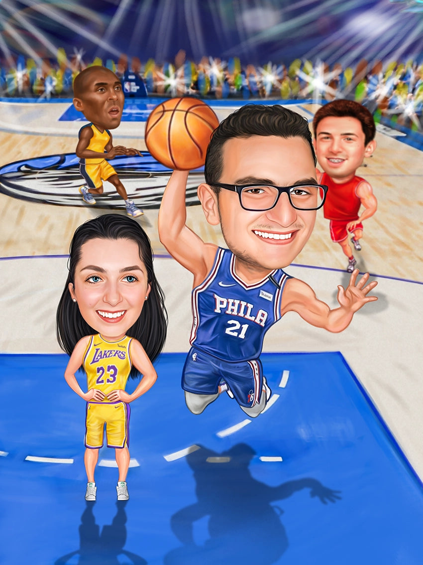 Caricatura Cuplu Basketball