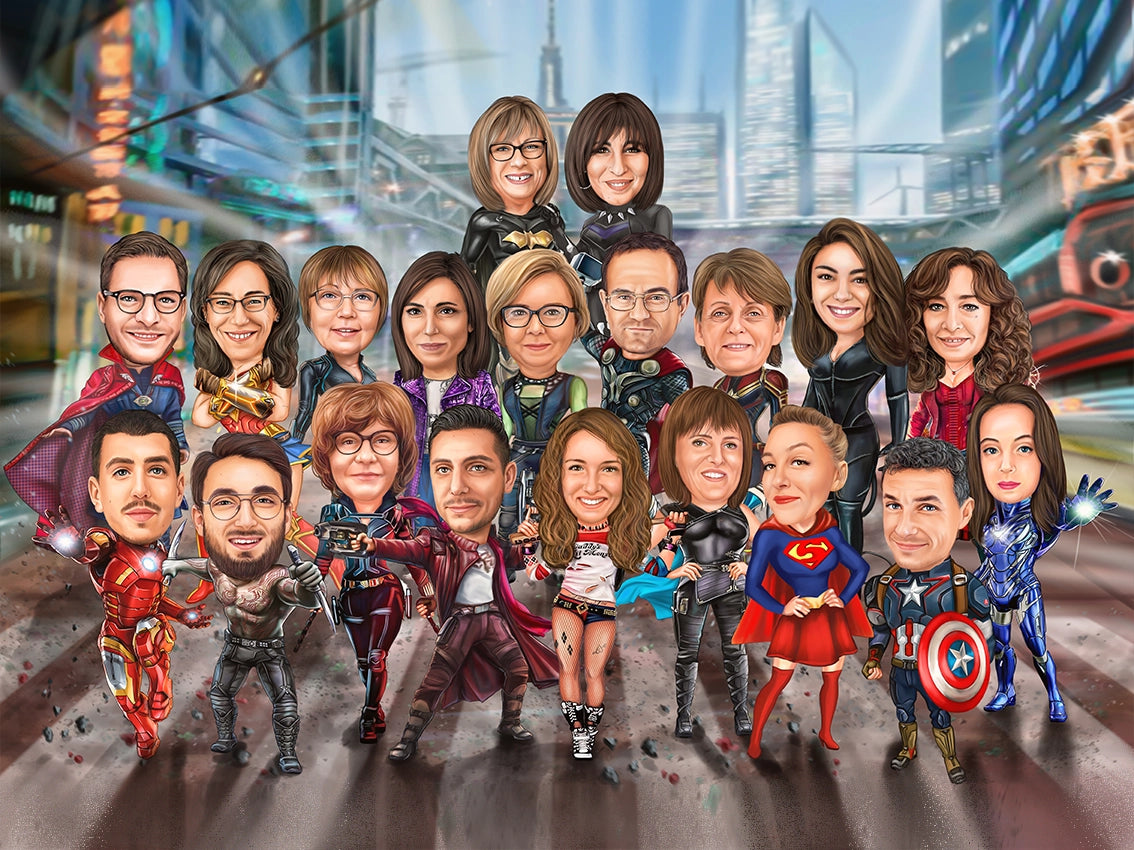 Caricatura in grup supereroi 2
