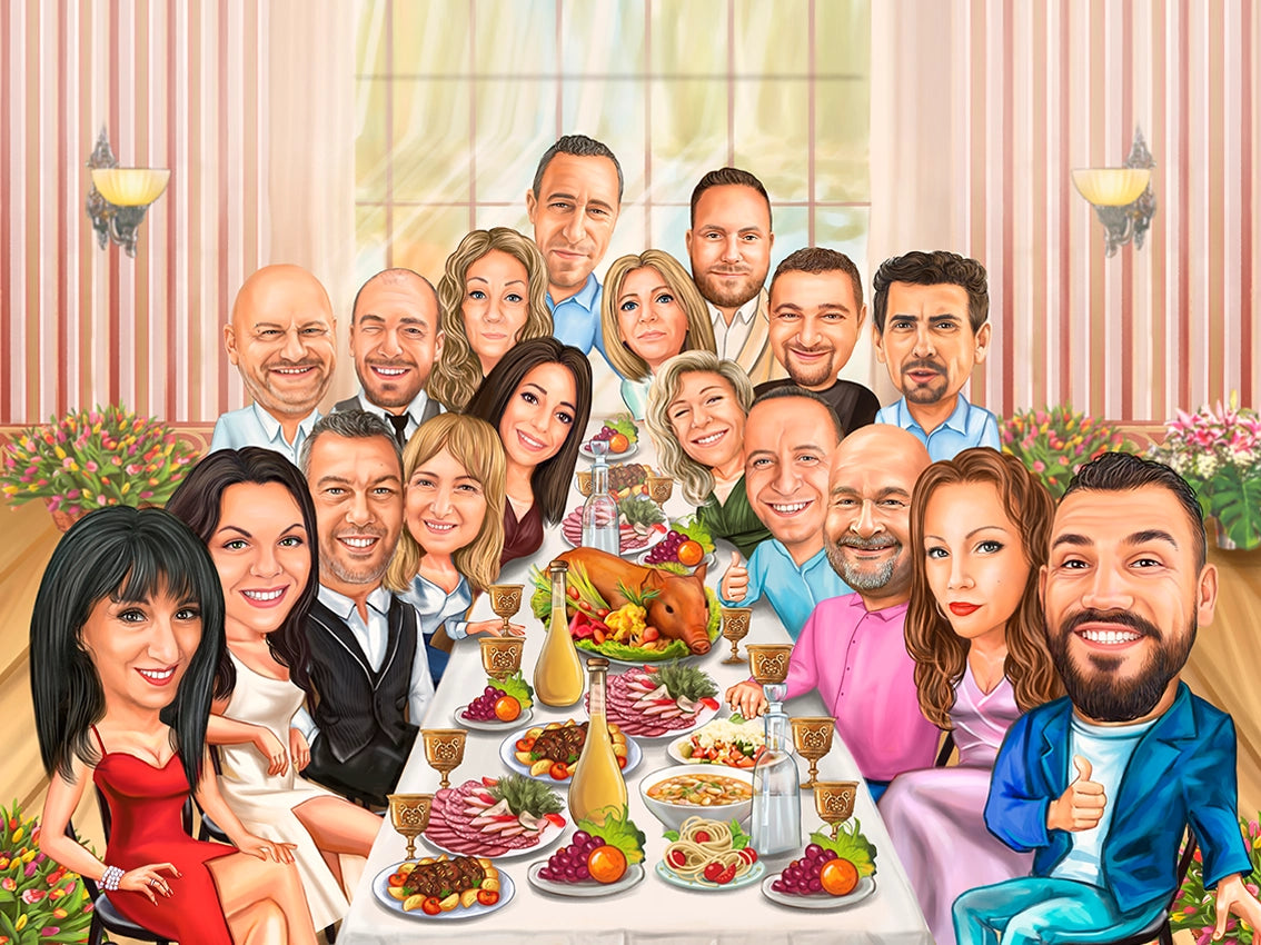 Caricatura in grup la masa