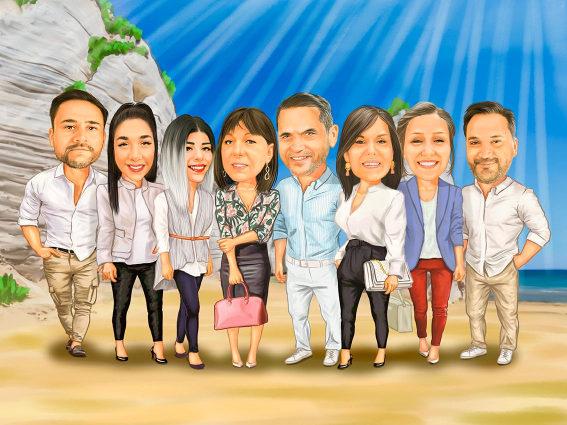 Caricatura grup la mare