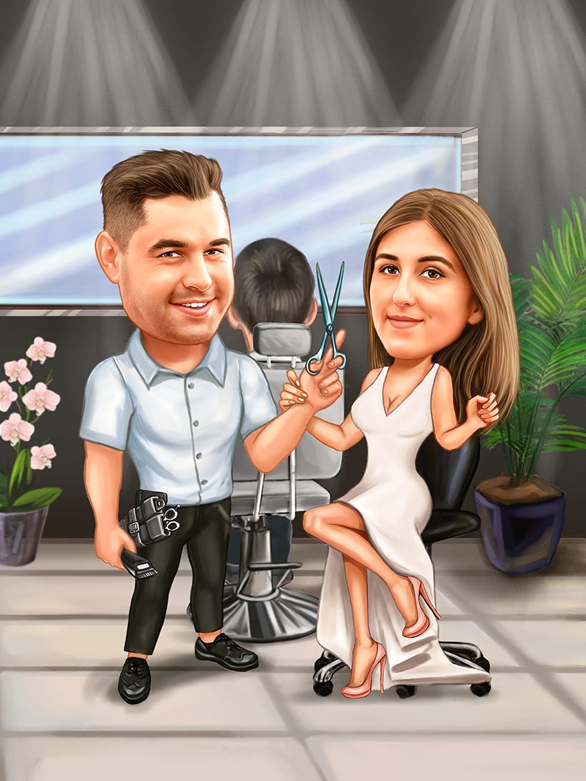 Caricatura salon frumusete