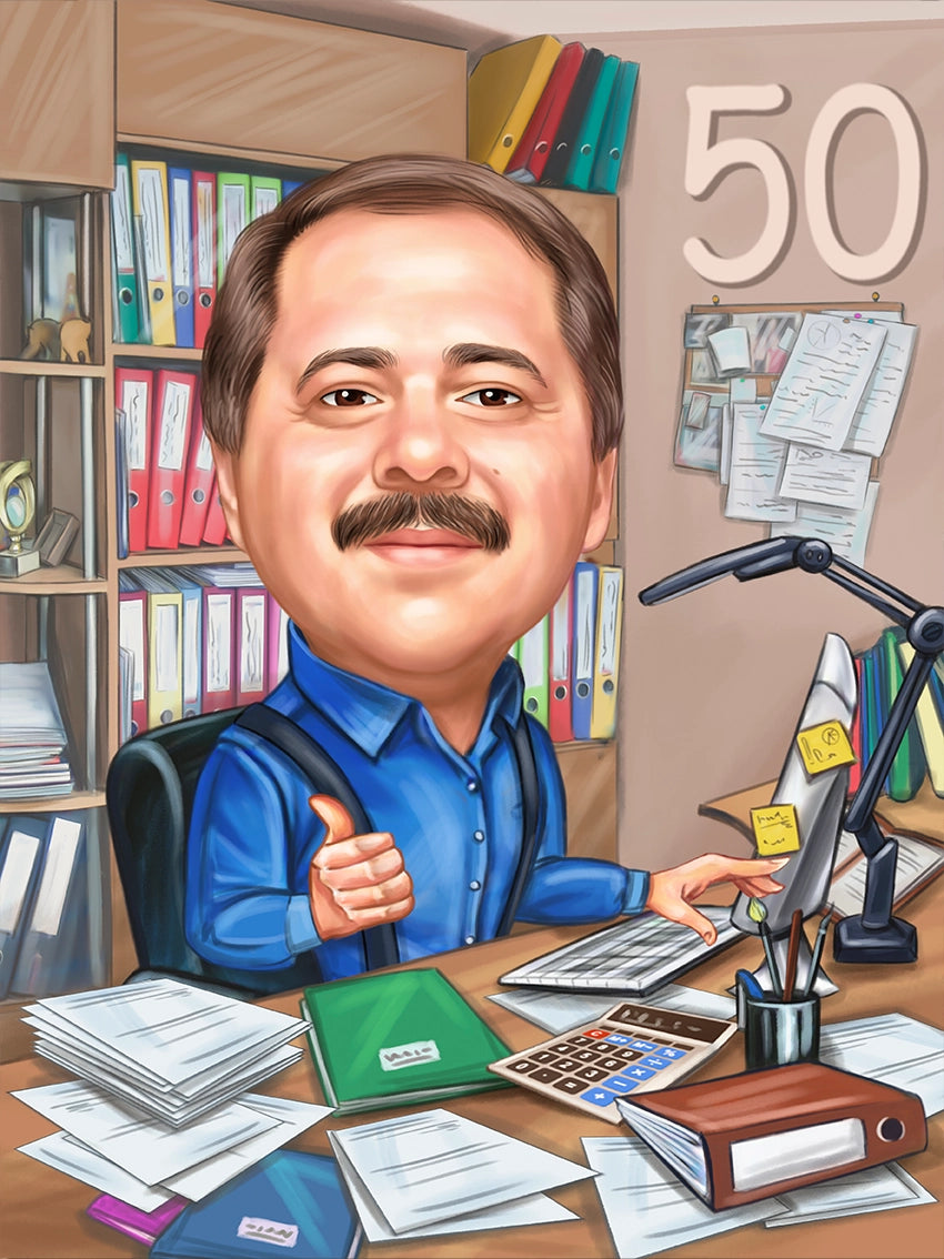 Caricatura Muncim la birou