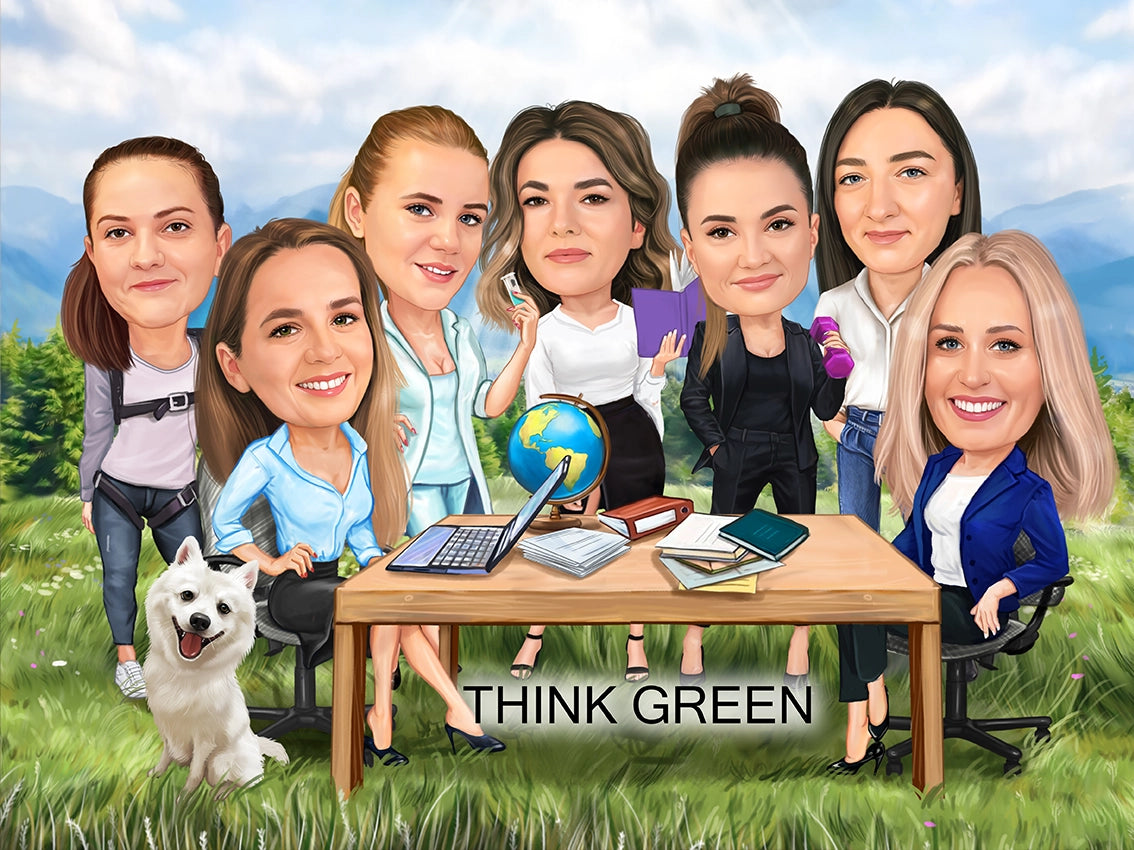 Caricatura Think Green