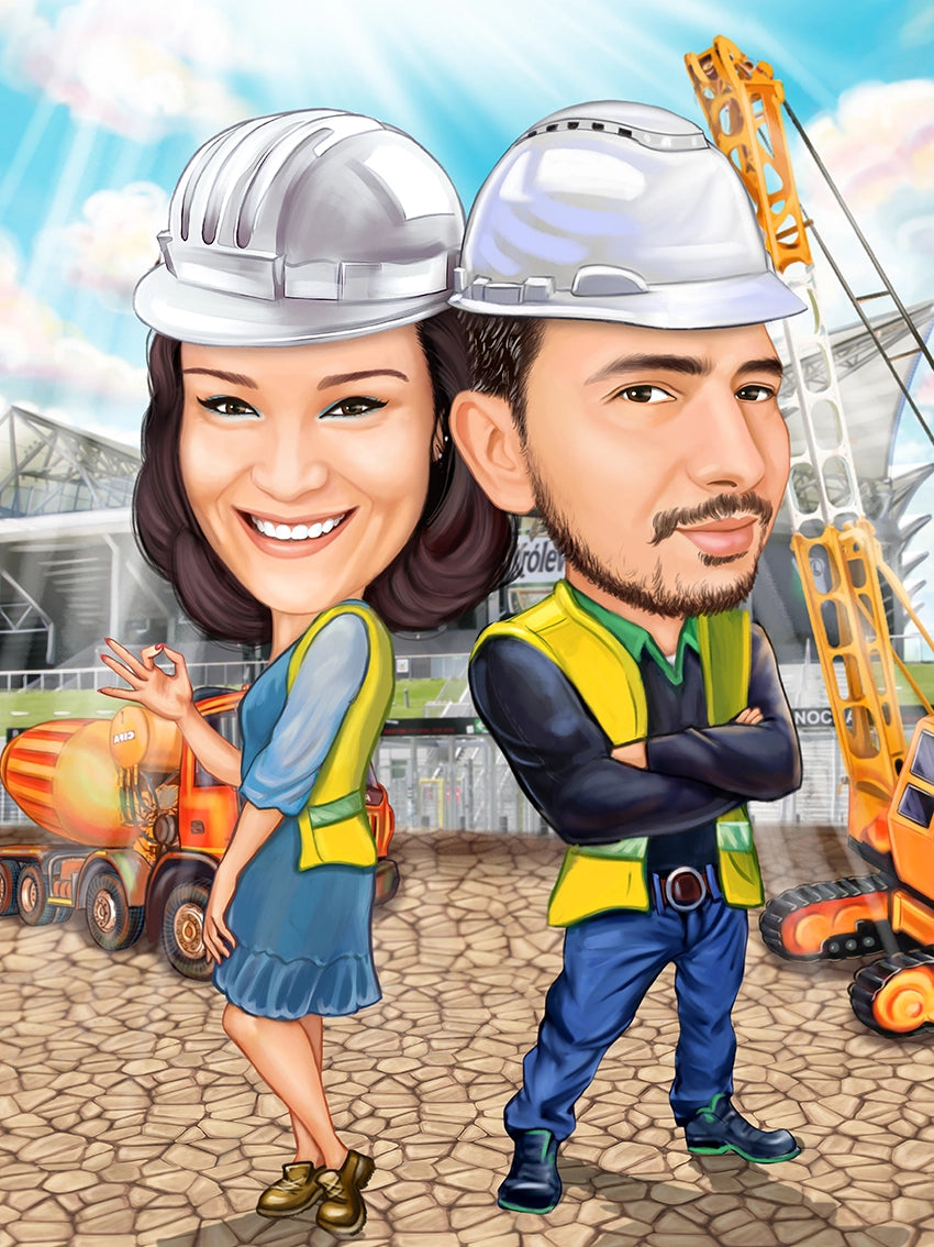 Caricatura Cuplu Constructii