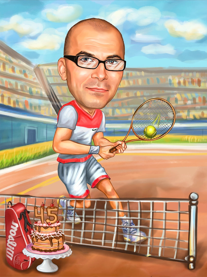 Caricatura Tenis la 45 ani