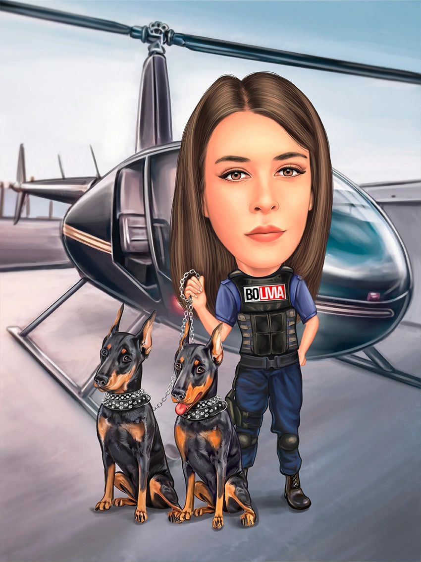 Caricatura Politista si elicopterul