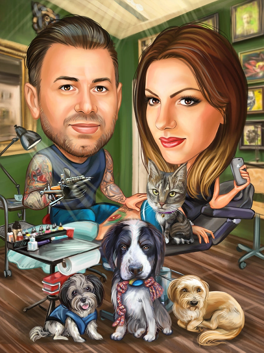 Caricatura Tatuaj + animale