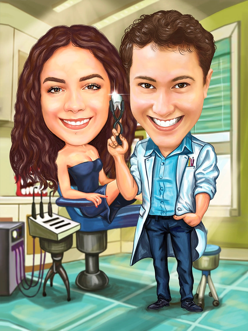Caricatura Dentist cuplu