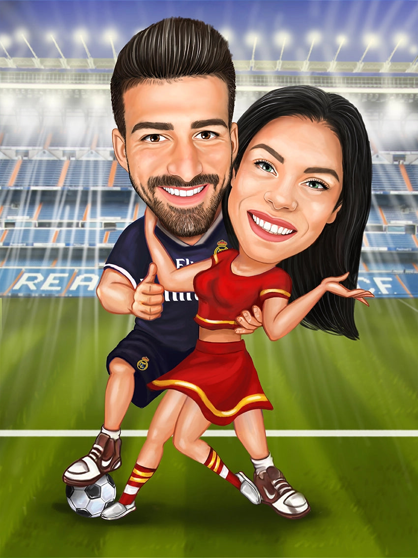 Caricatura Fotbal in cuplu