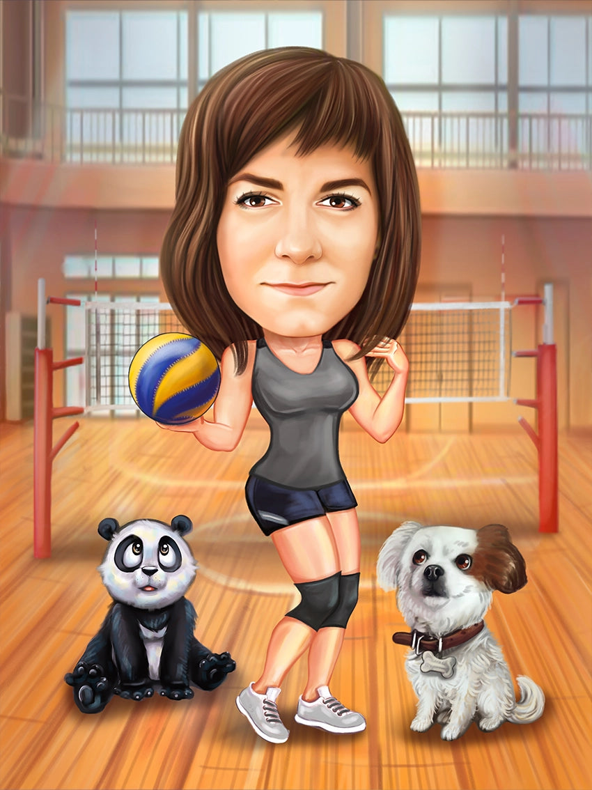 Caricatura Jucătoare Volleyball
