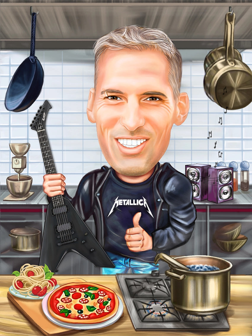 Caricatura Bucatar Chitarist