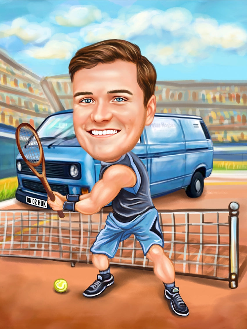 Caricatura Tenis cu masina