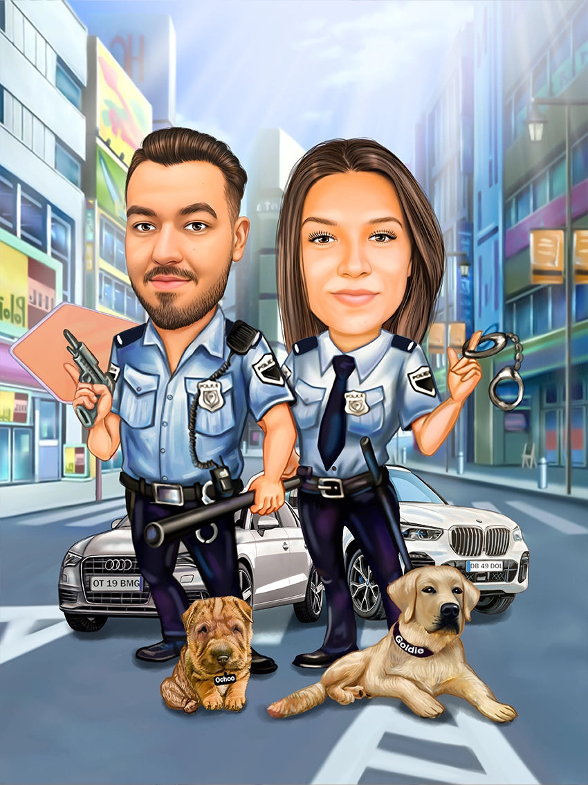 Caricatura Cuplu politisti