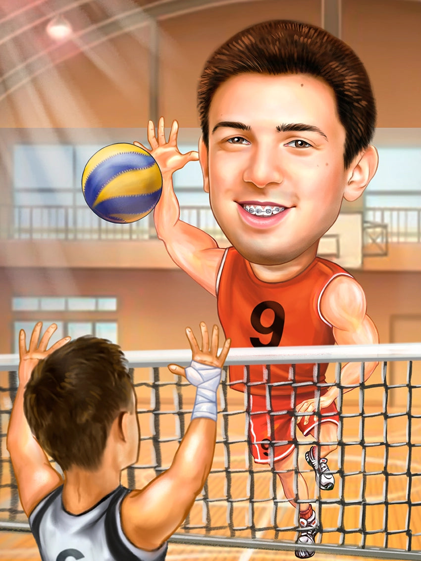 Caricatura Baiat Volleyball
