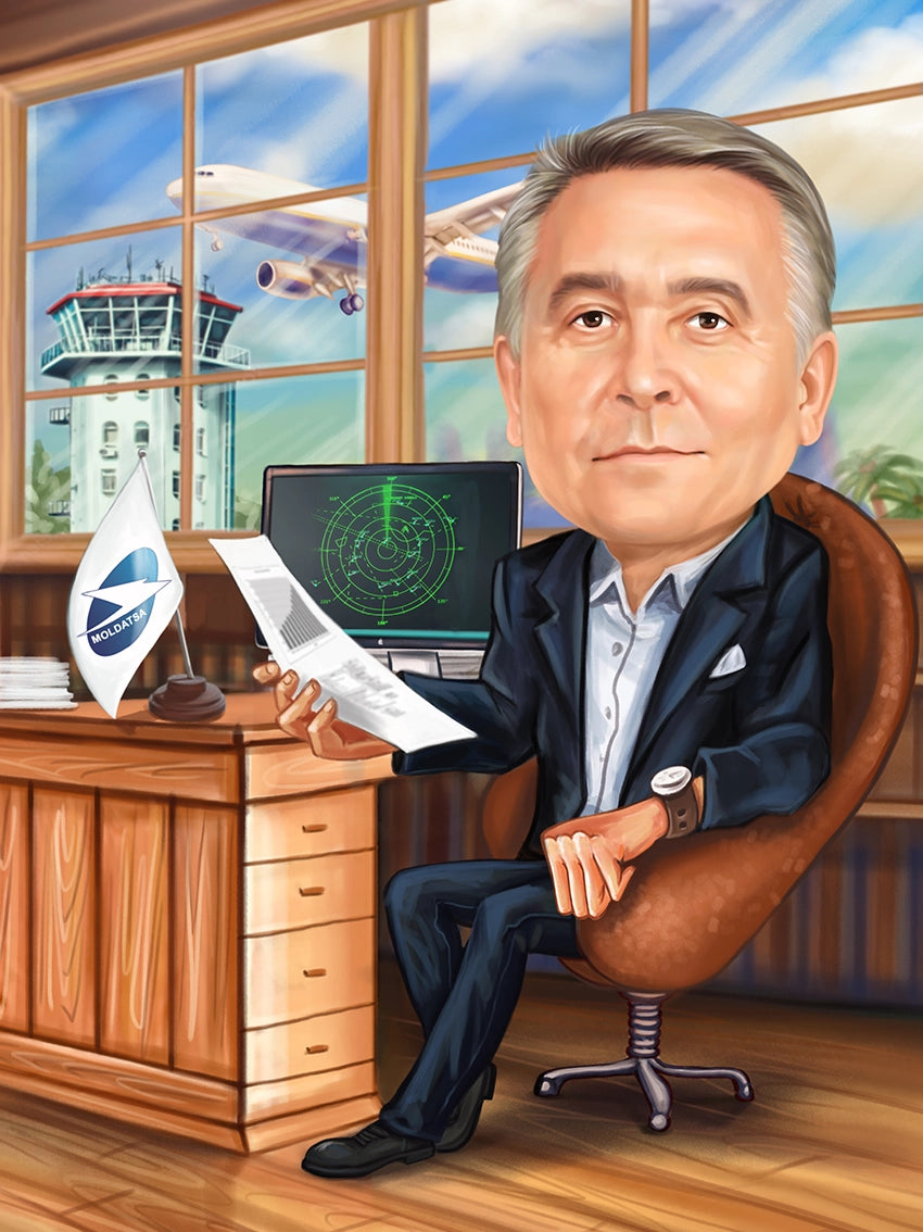 Caricatura Controlor Trafic aerian