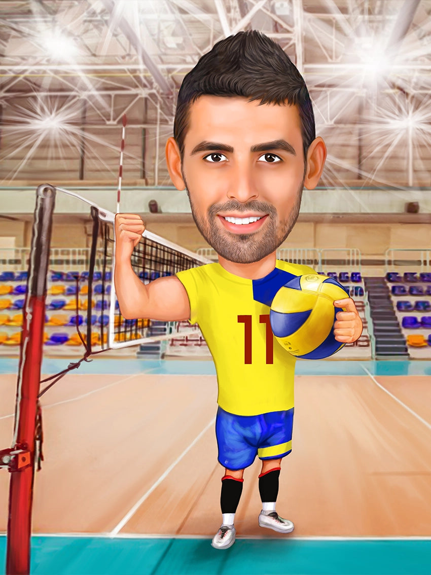 Caricatura Barbat Volleyball