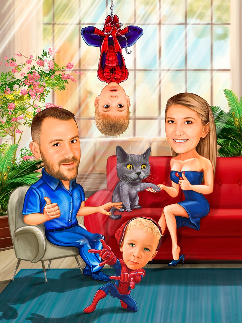 Caricatura familie amuzanta