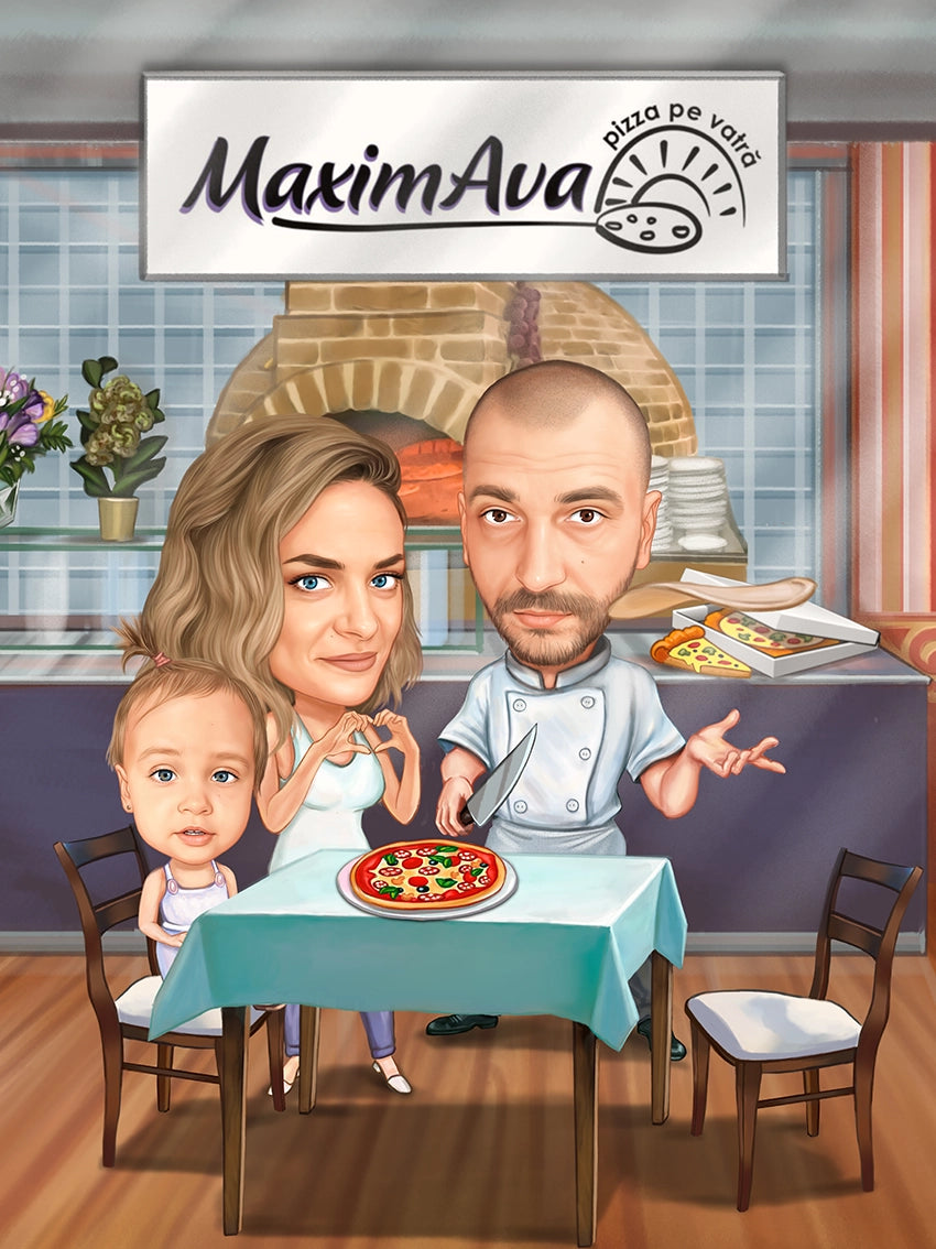 Caricatura Pizza pe vatra