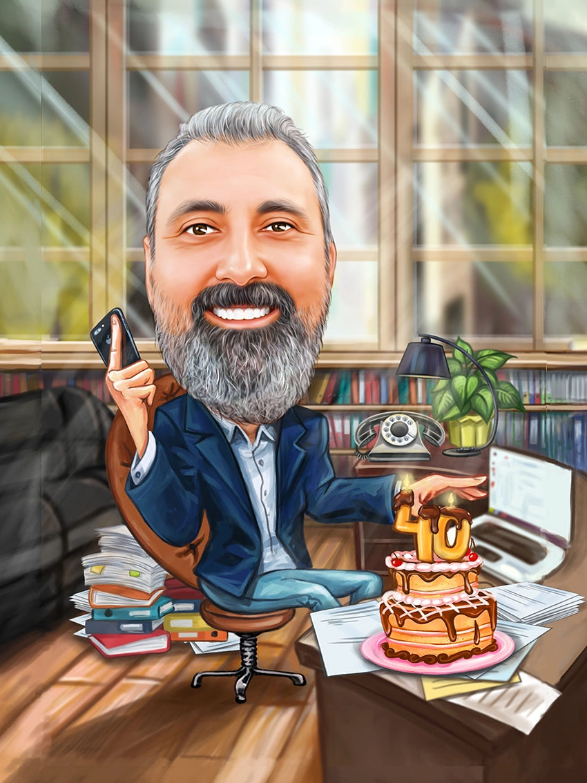 Caricatura Aniversare la birou