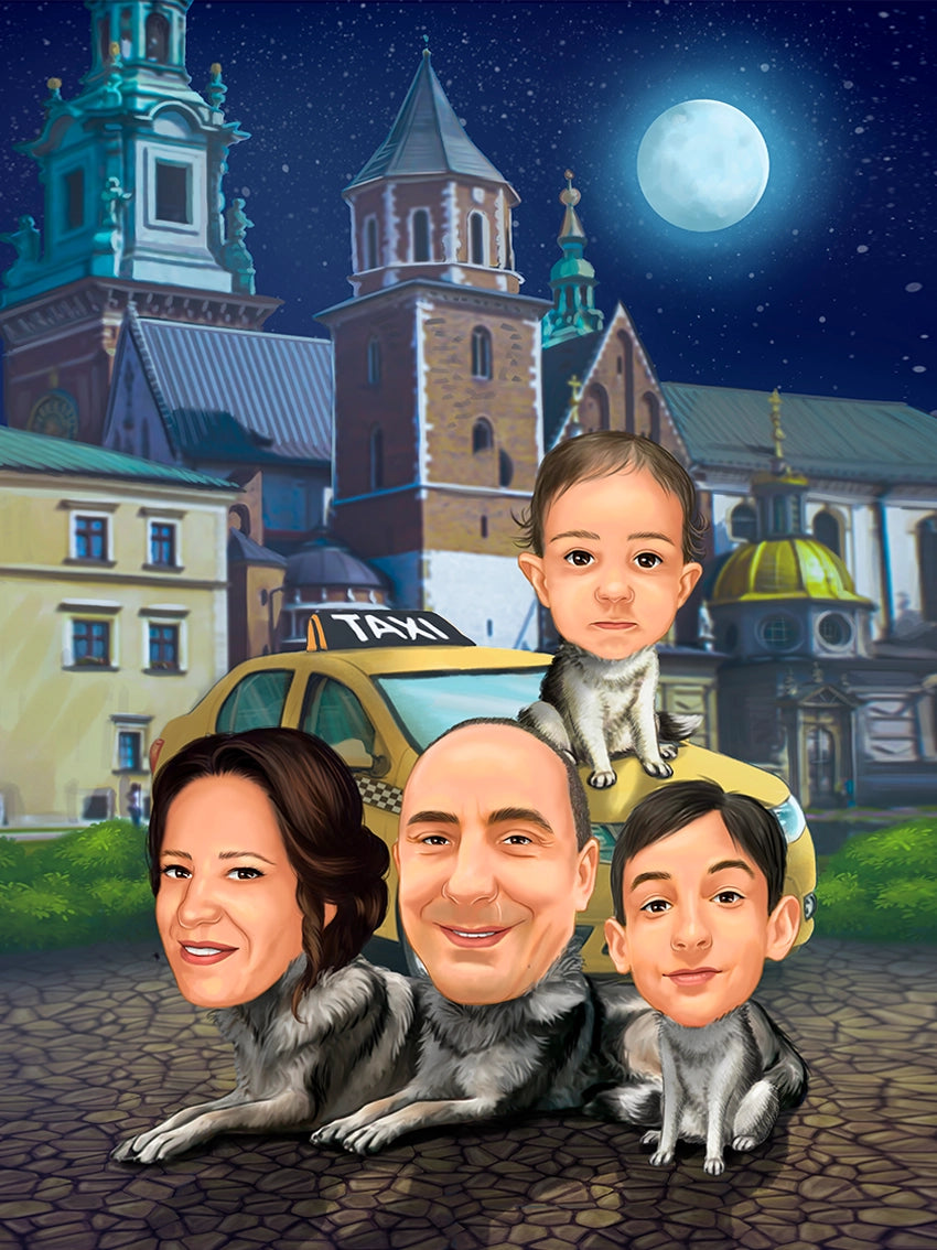Caricatura familie amuzanta
