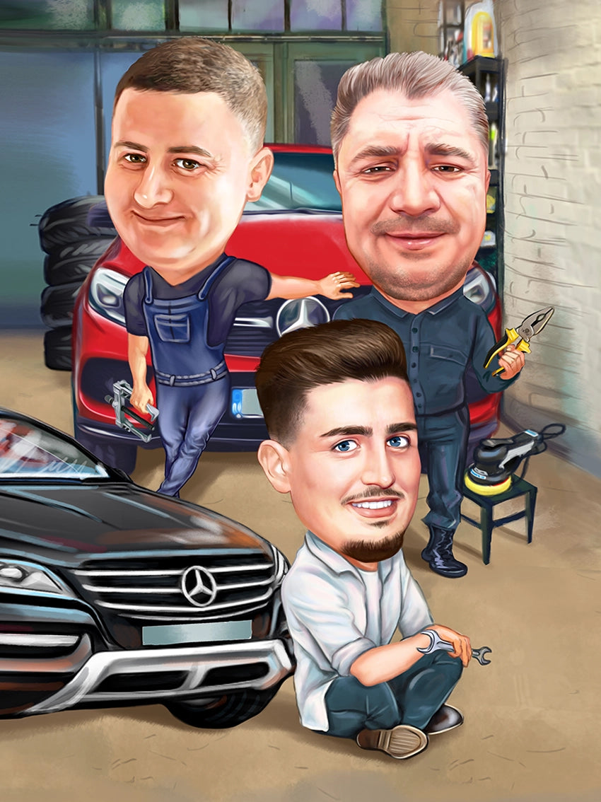 Caricatura Familie Mecanici