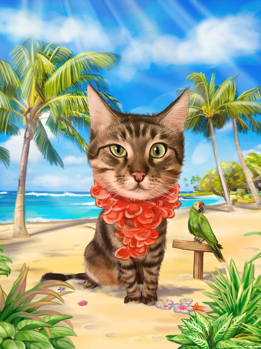 Caricatura Hawai cat