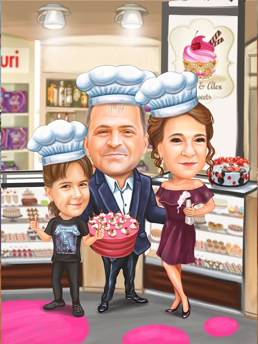 Caricatura Familie cofetari