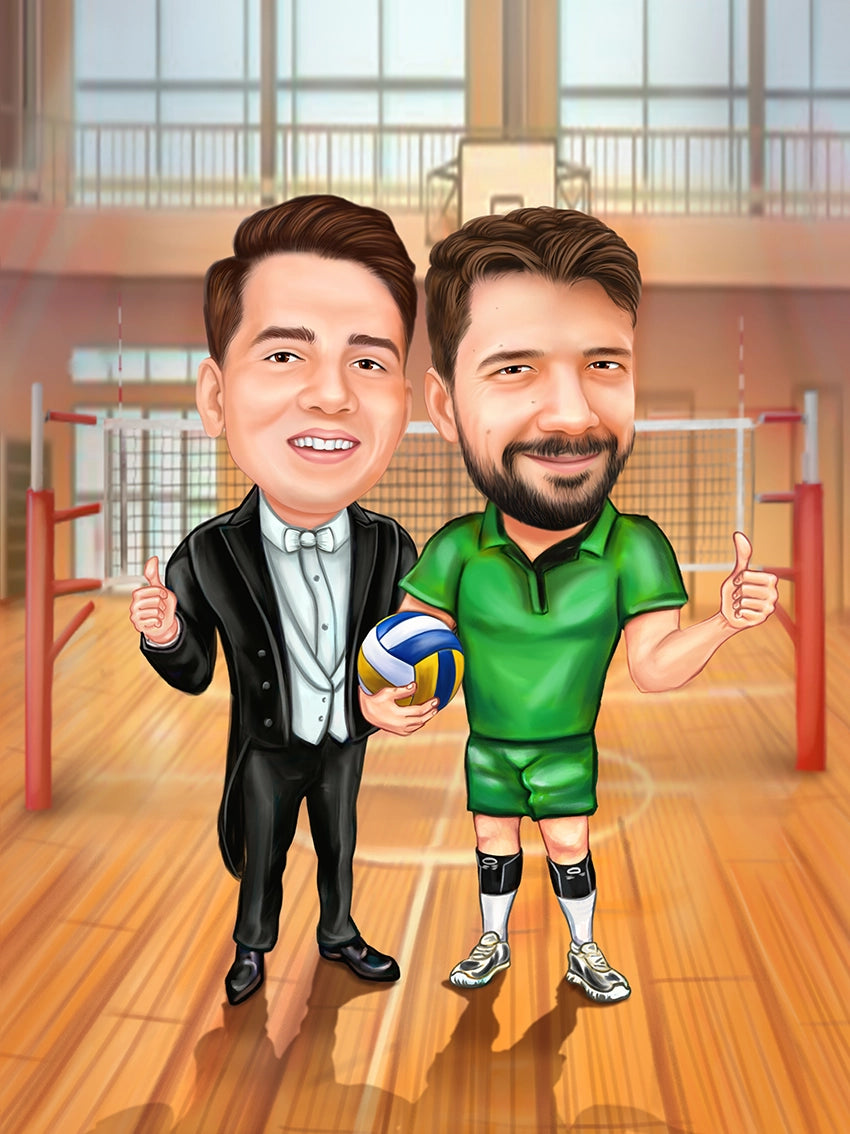 Caricatura Volleyball Prieteni
