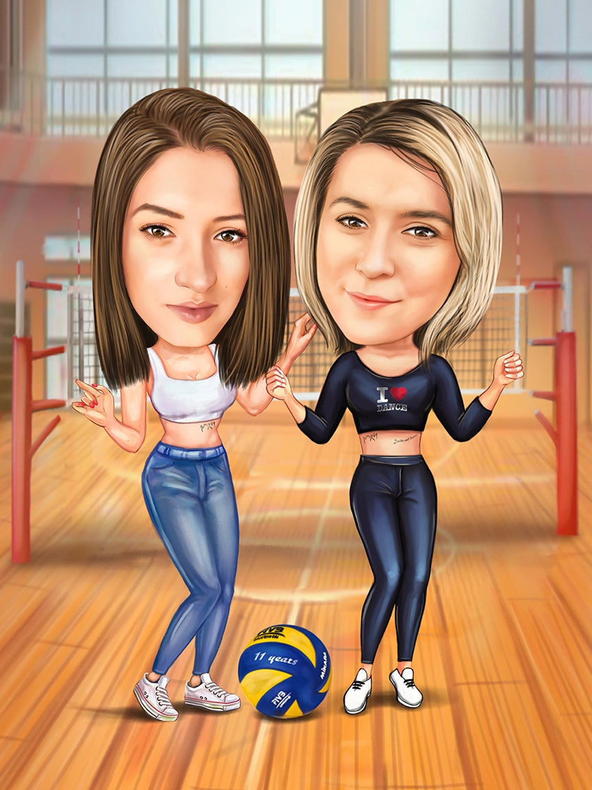 Caricatura Volleyball Prietene