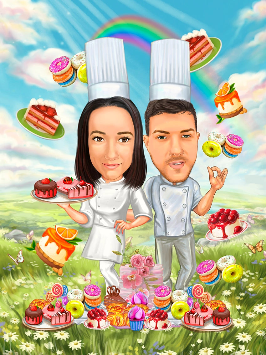 Caricatura Cuplu cofetari