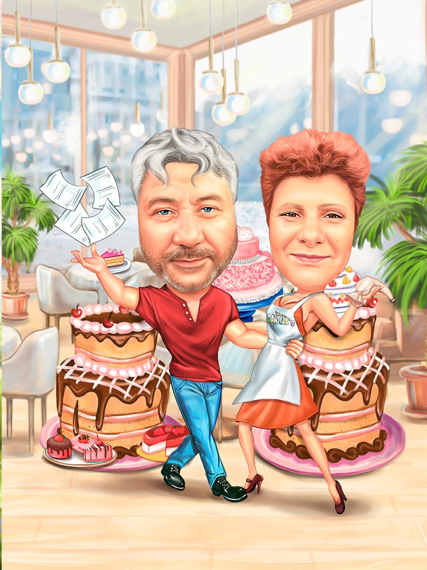 Caricatura Cuplu cofetari