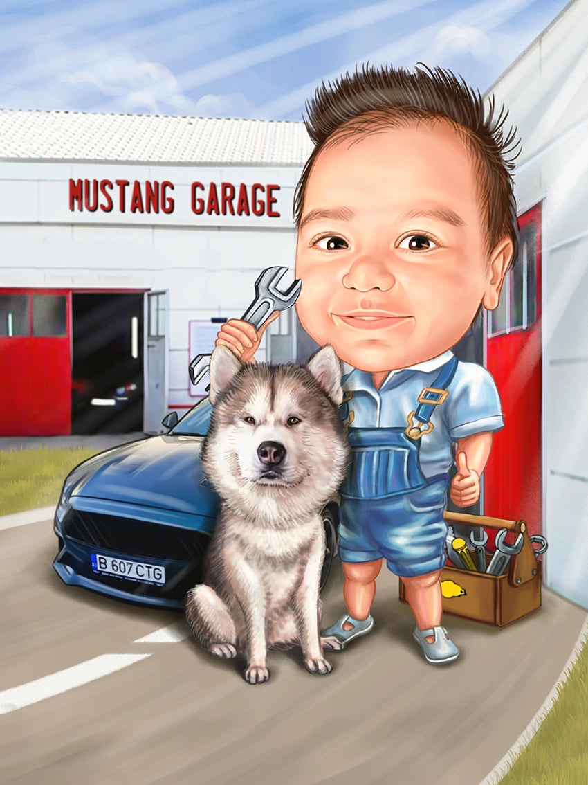 Caricatura Baby mustang