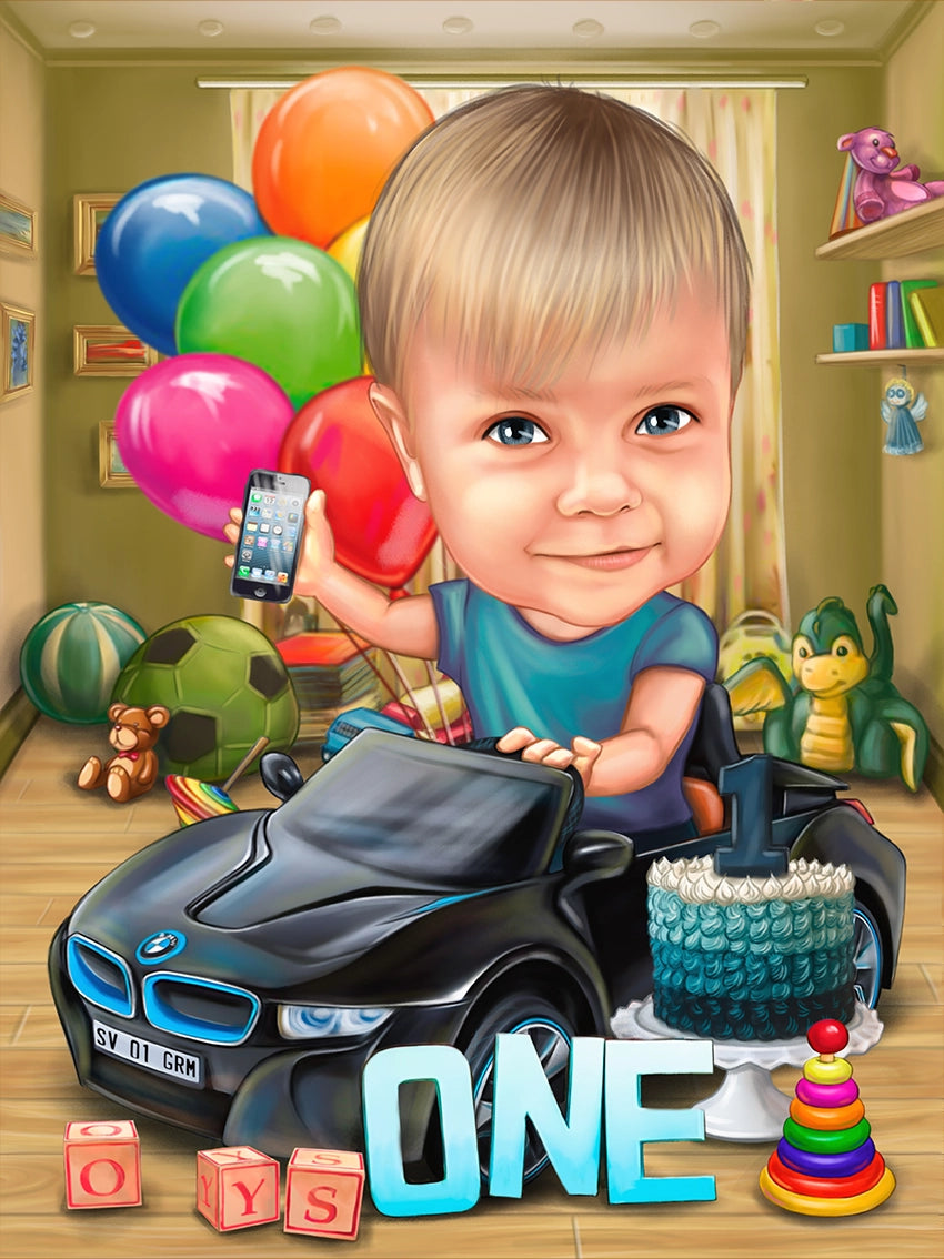 Caricatura Bebe masina