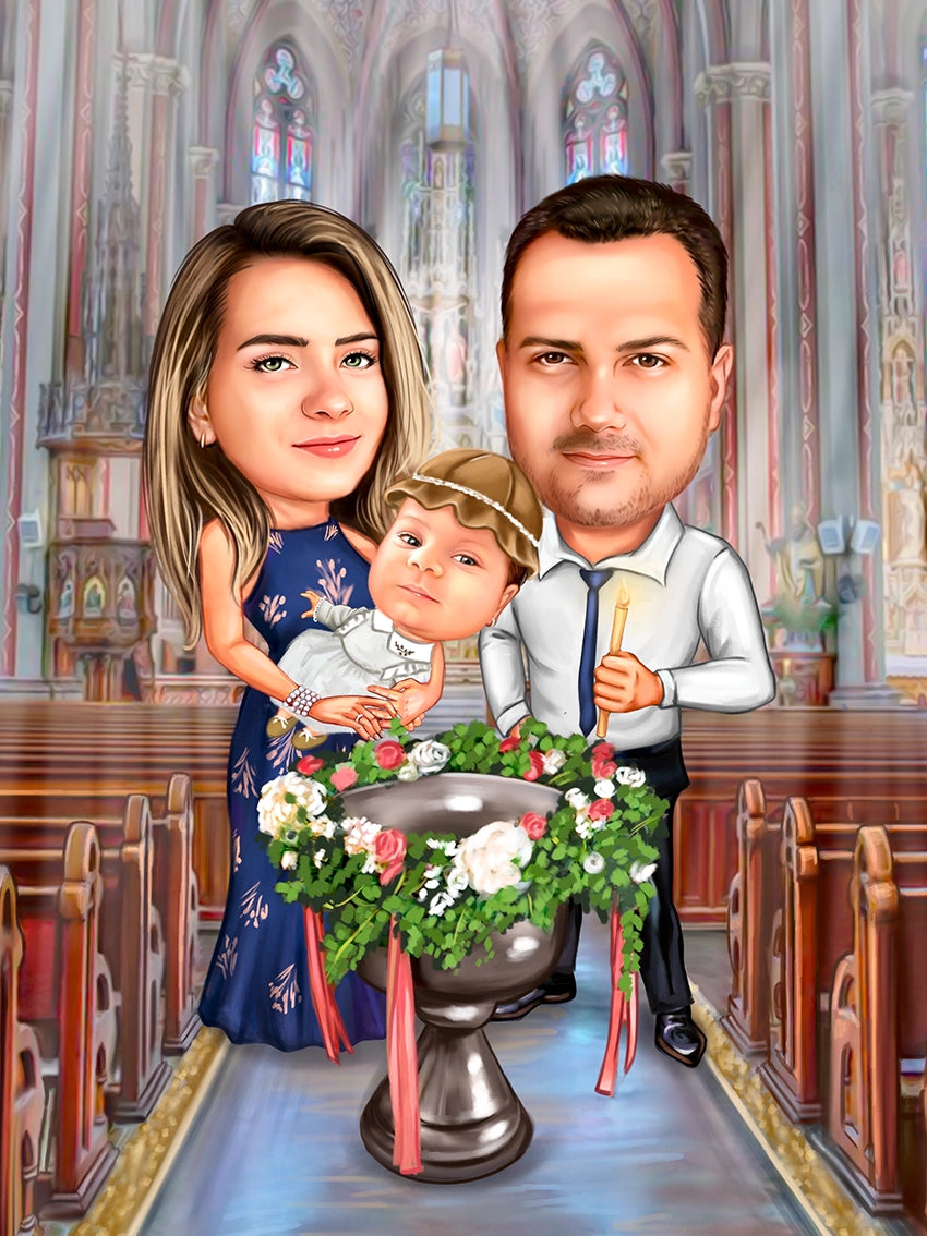 Caricatura botez in biserica