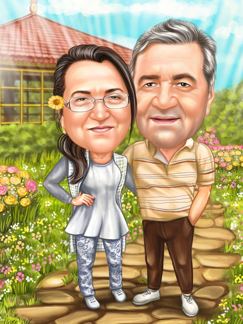 Caricatura bunici cuplu