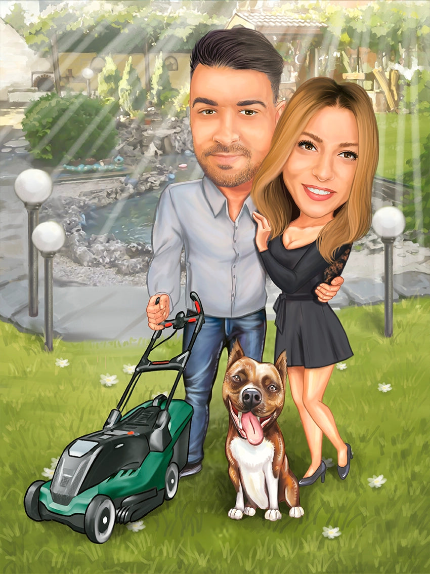 Caricatura cuplu acasa