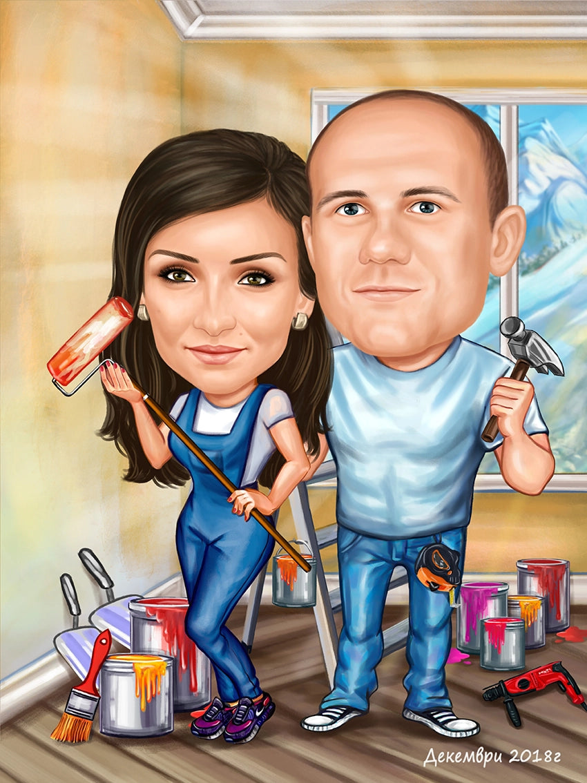 Caricatura munca in echipa