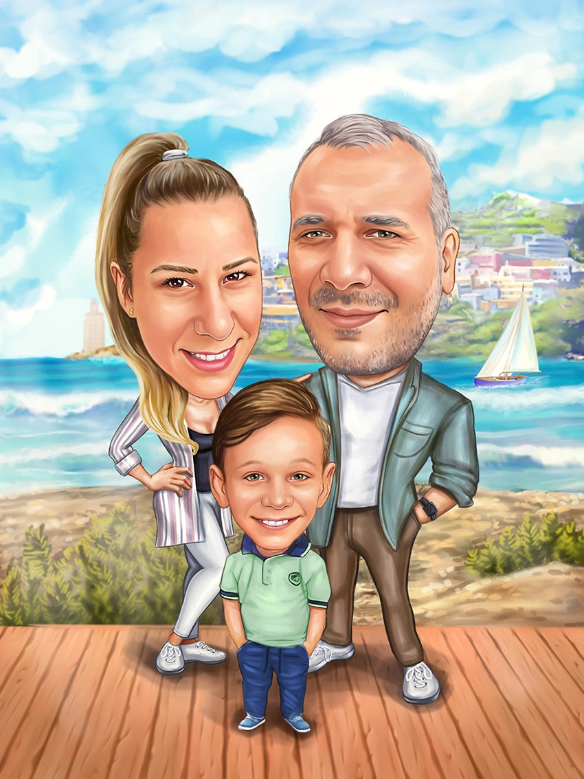 Caricatura familie la mare 3