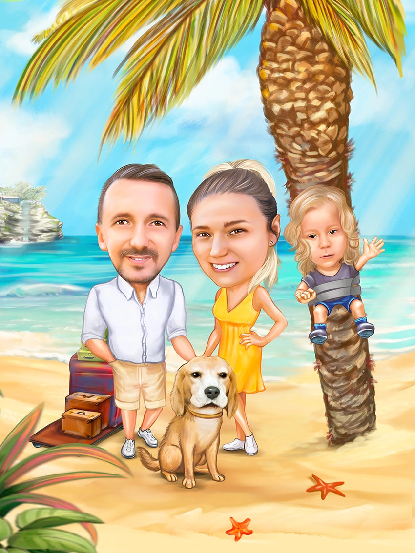 Caricatura familie la mare 4