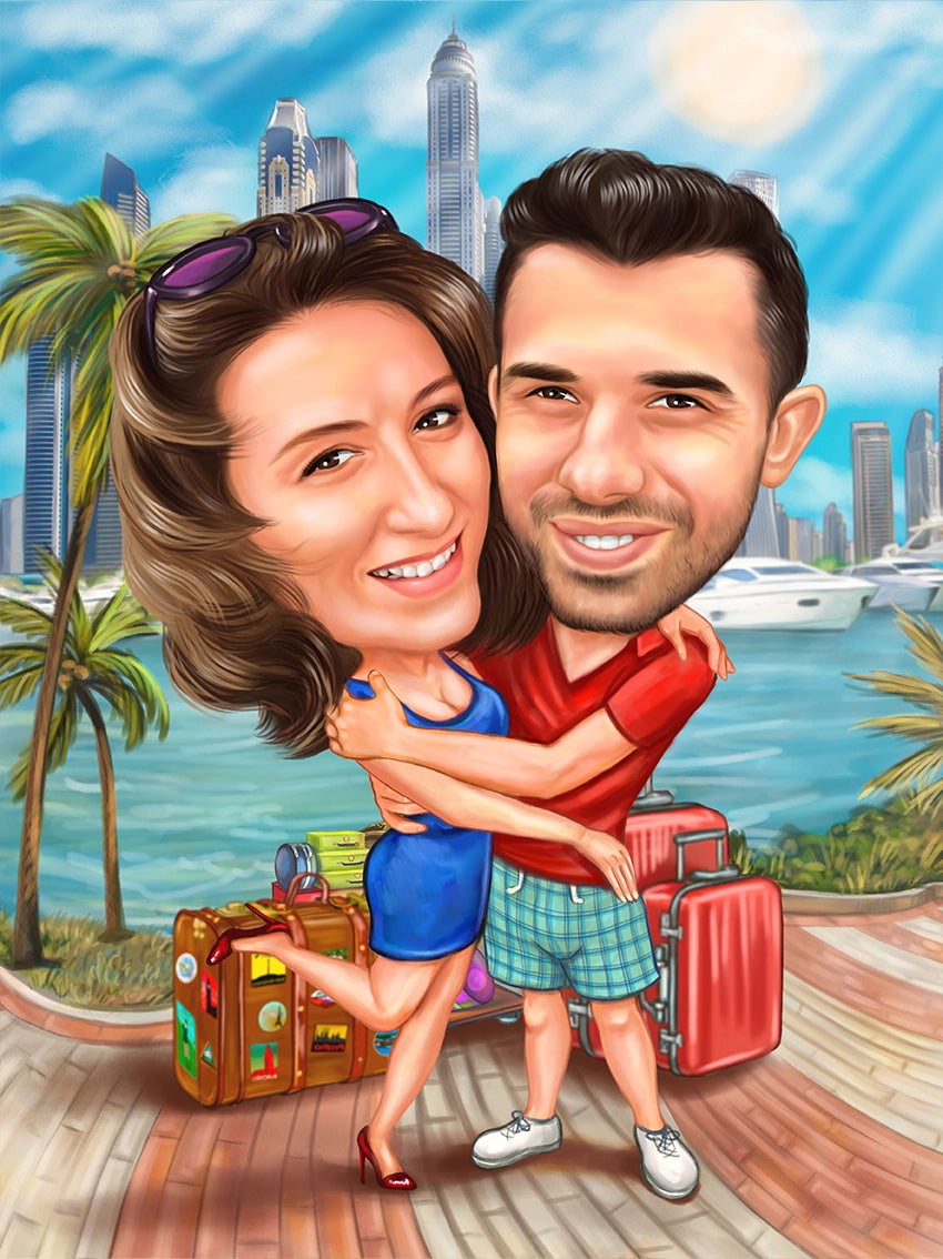 Caricatura cuplu la mare 2