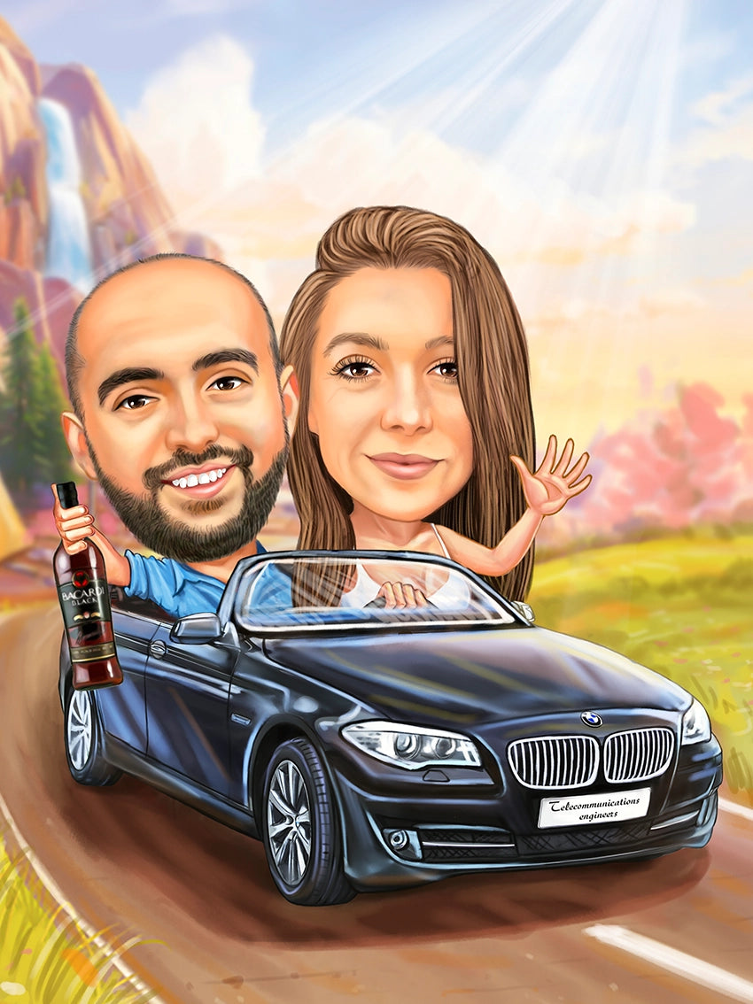 Caricatura cuplu cu Bacardi