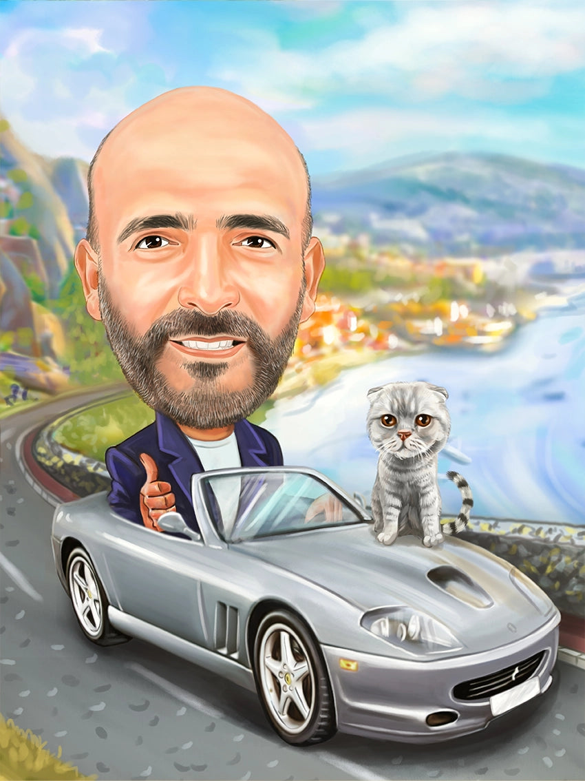 Caricatura Ferrari si serpantine