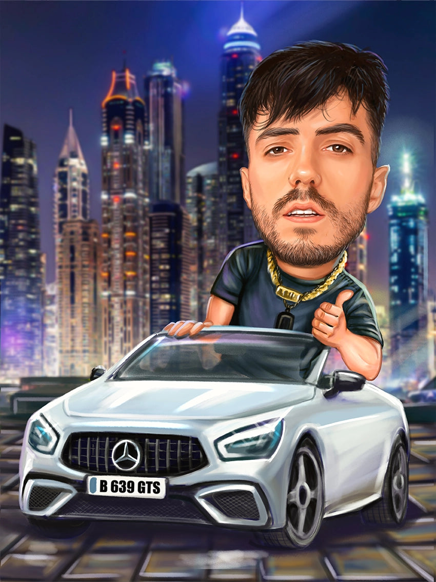 Caricatura Mercedes noaptea