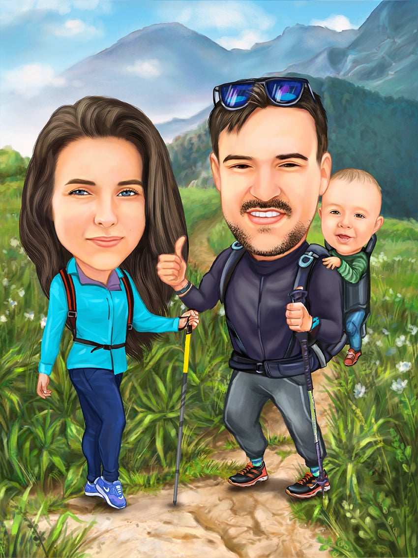 Caricatura familie la munte 2